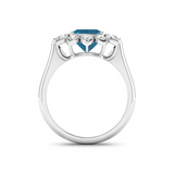 Genuine London Blue Topaz and Diamond Halo Ring