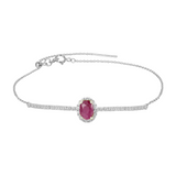 Ruby Solitaire Rhodium Plated Bracelet