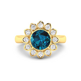 Genuine London Blue Topaz and Diamond Halo Ring