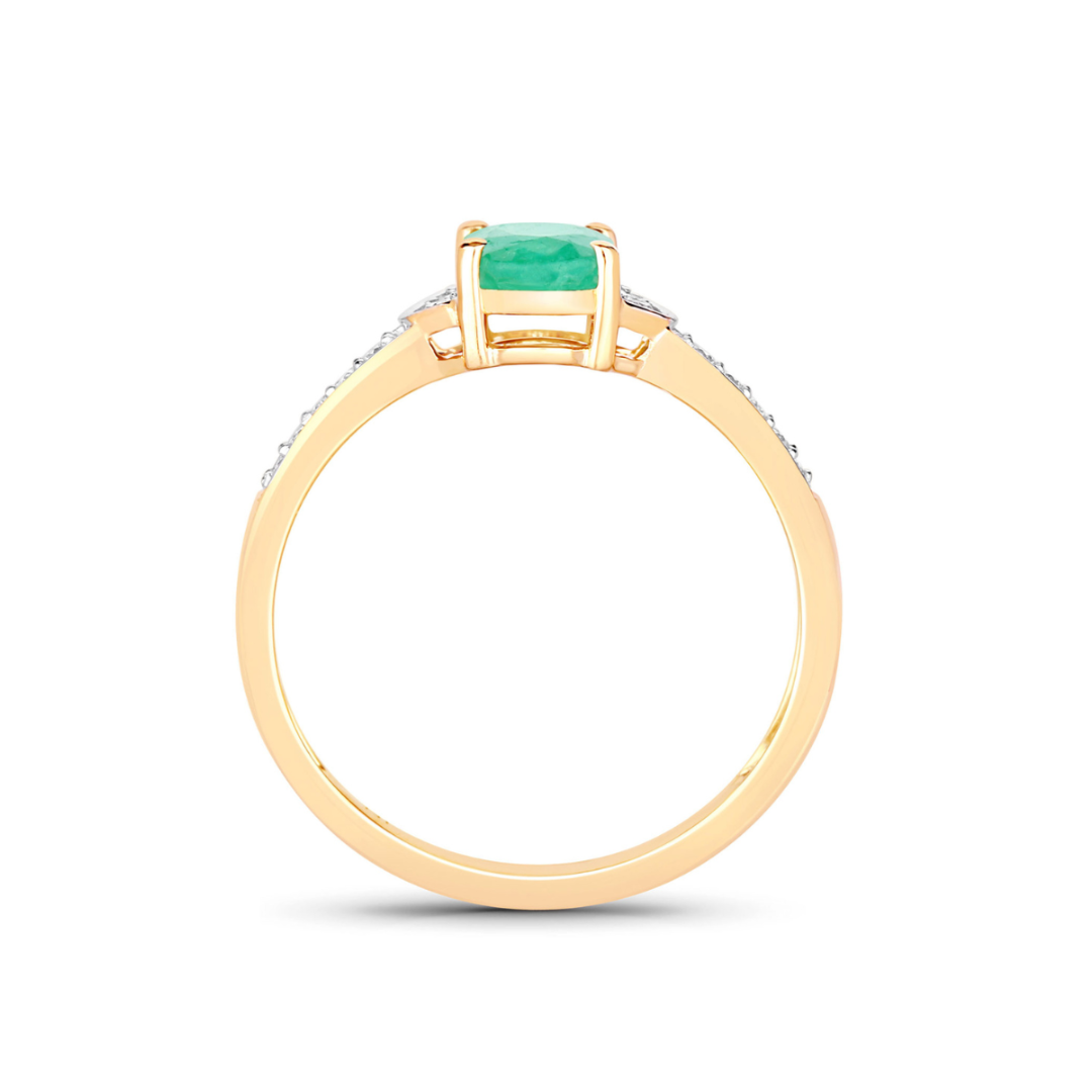 Genuine 10K Zambian Emerald Diamond Bridge Ring