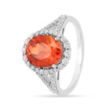Peach Sapphire Oval Halo Ring