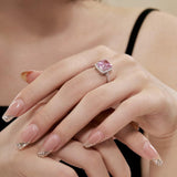  Cushion Cut Pink Cz Gemstone Ring in 925 Sterling Silver for Girls - FineColorJewels