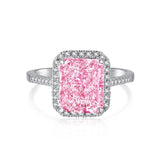 Pink Zircon Ring Radiant Cut Pink Cz  Ring 925 Sterling Silver Best Gift- FineColorJewels