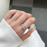 Barbie like Cushion Cut Pink Cz Gemstone Ring in 925 Sterling Silver for Girls - FineColorJewels