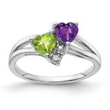 Amethyst and Peridot Dual-Stone Ring