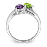 Amethyst and Peridot Dual-Stone Ring