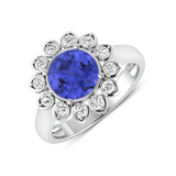 Genuine Tanzanite and Diamond Halo Ring