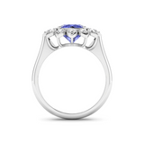 Genuine Tanzanite and Diamond Halo Ring