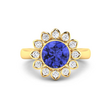 Genuine Tanzanite and Diamond Halo Ring