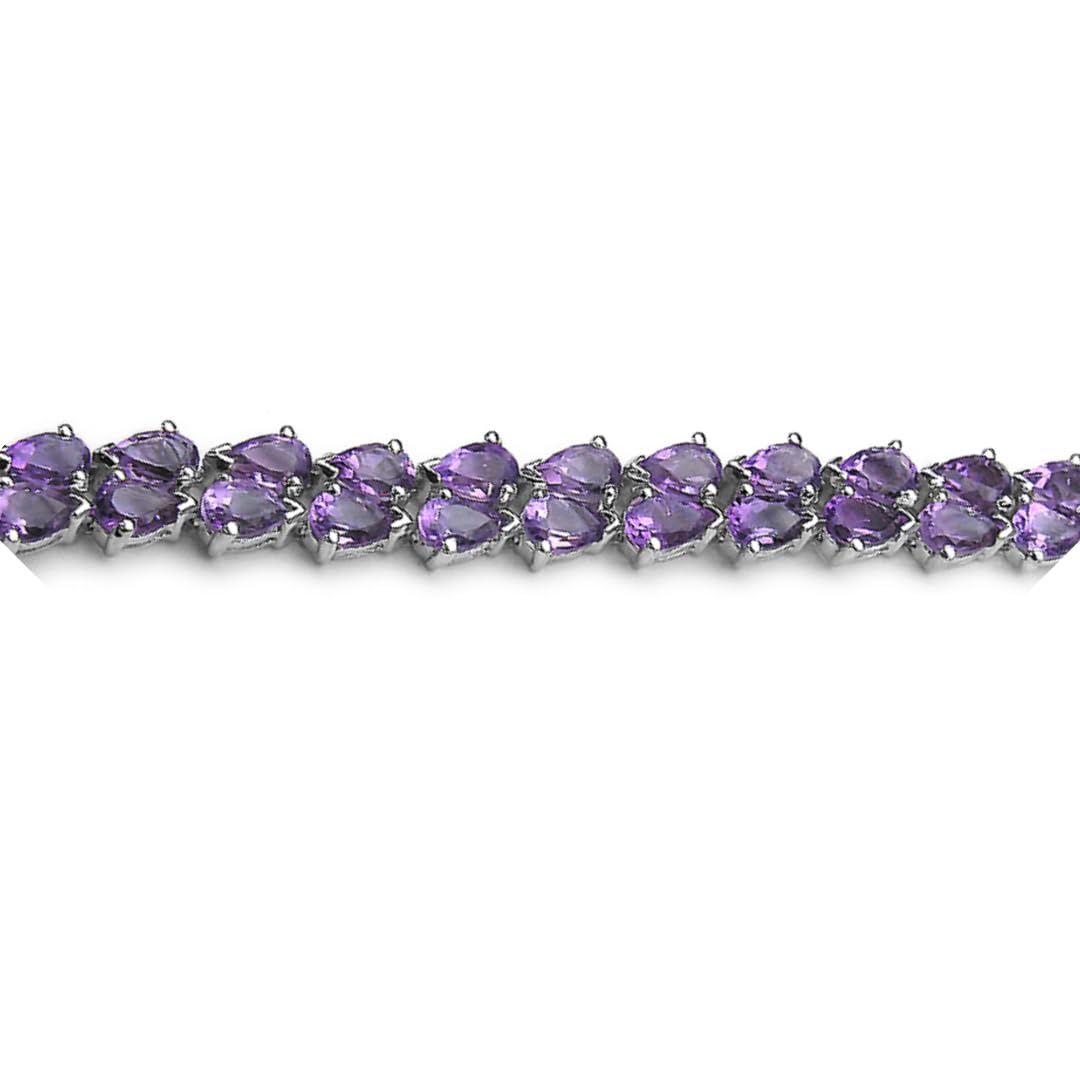 Natural Amethyst Tennis Bracelet Sterling Silver Fine Color Jewels