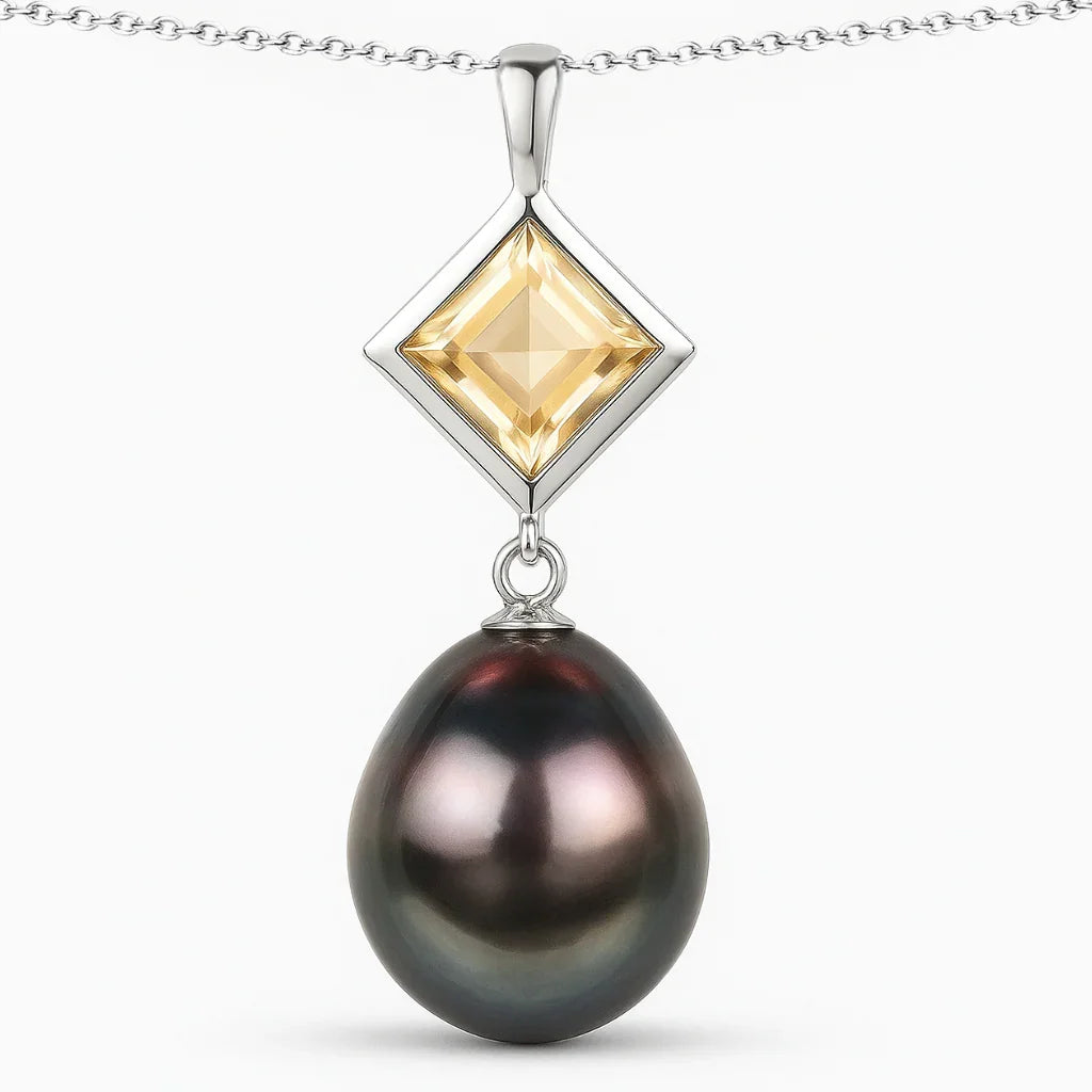 Genuine Tahitian Pearl Teardrop Pendant Necklace