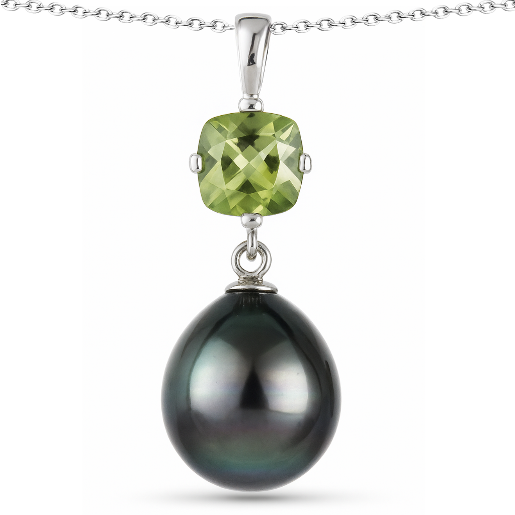 Genuine Tahitian Pearl Silver Pendant Necklace