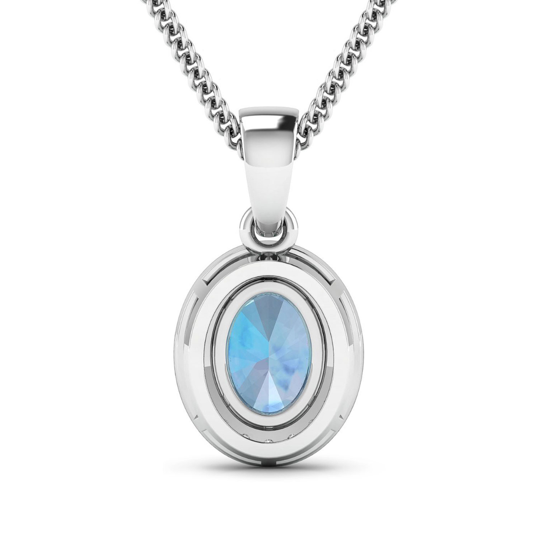 Colgante de aguamarina con halo de oro blanco de 14 quilates
