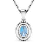 14K White Gold Aquamarine Halo Pendant