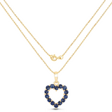 10K Yellow Gold Sapphire Heart Necklace