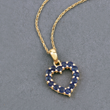 10K Yellow Gold Sapphire Heart Necklace