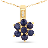 10K Yellow Gold Sapphire and Diamond Necklace