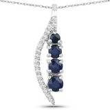 14K White Gold Blue Sapphire And Diamond Necklace