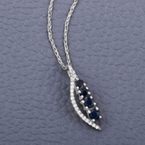 14K White Gold Blue Sapphire And Diamond Necklace