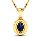 14K Yellow Gold Blue Sapphire Diamond Pendant