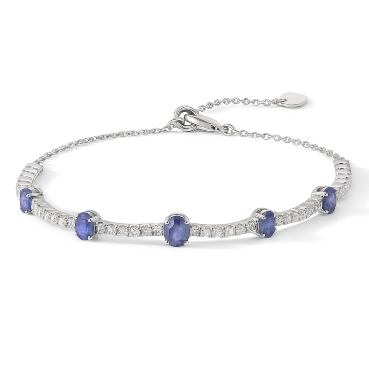 Bracelet ajustable en saphir bleu