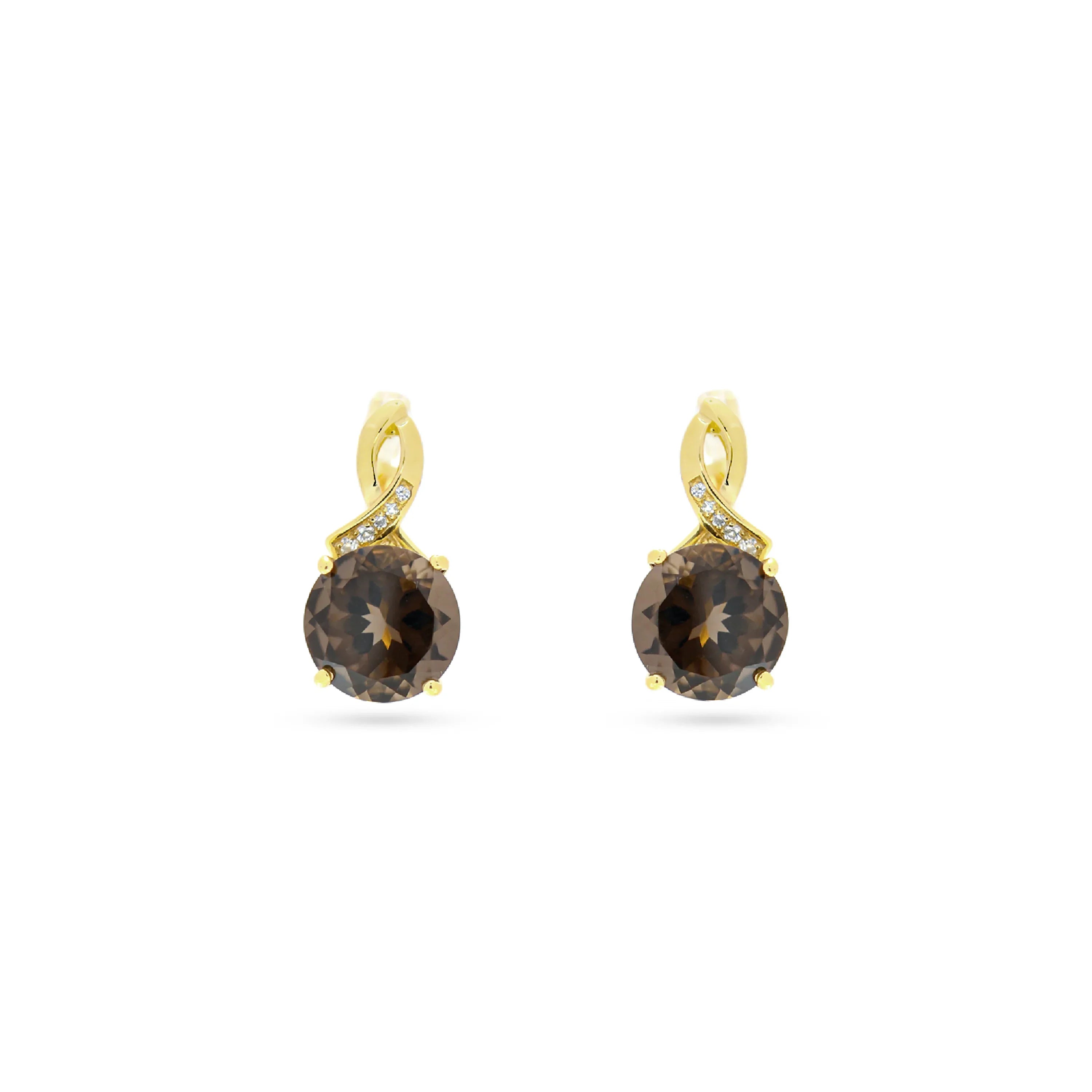 Natural Smoky Quartz Silver Leverback Earrings