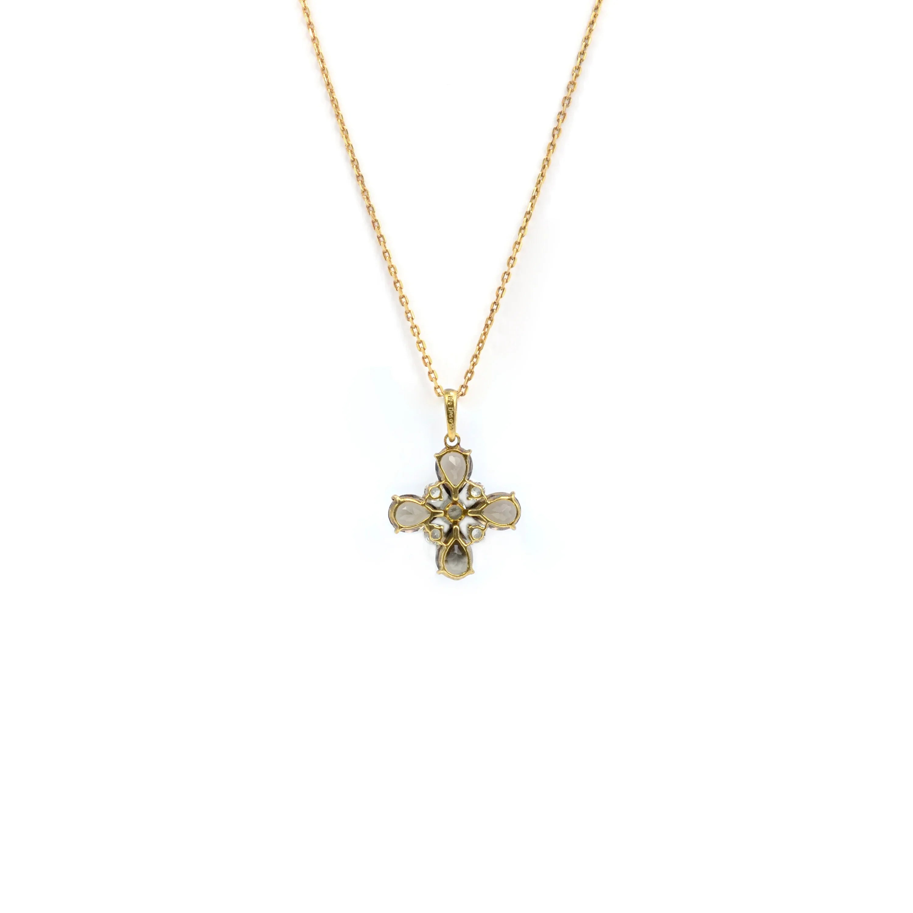 Natural Smoky Quartz Dainty Four Clover Necklace