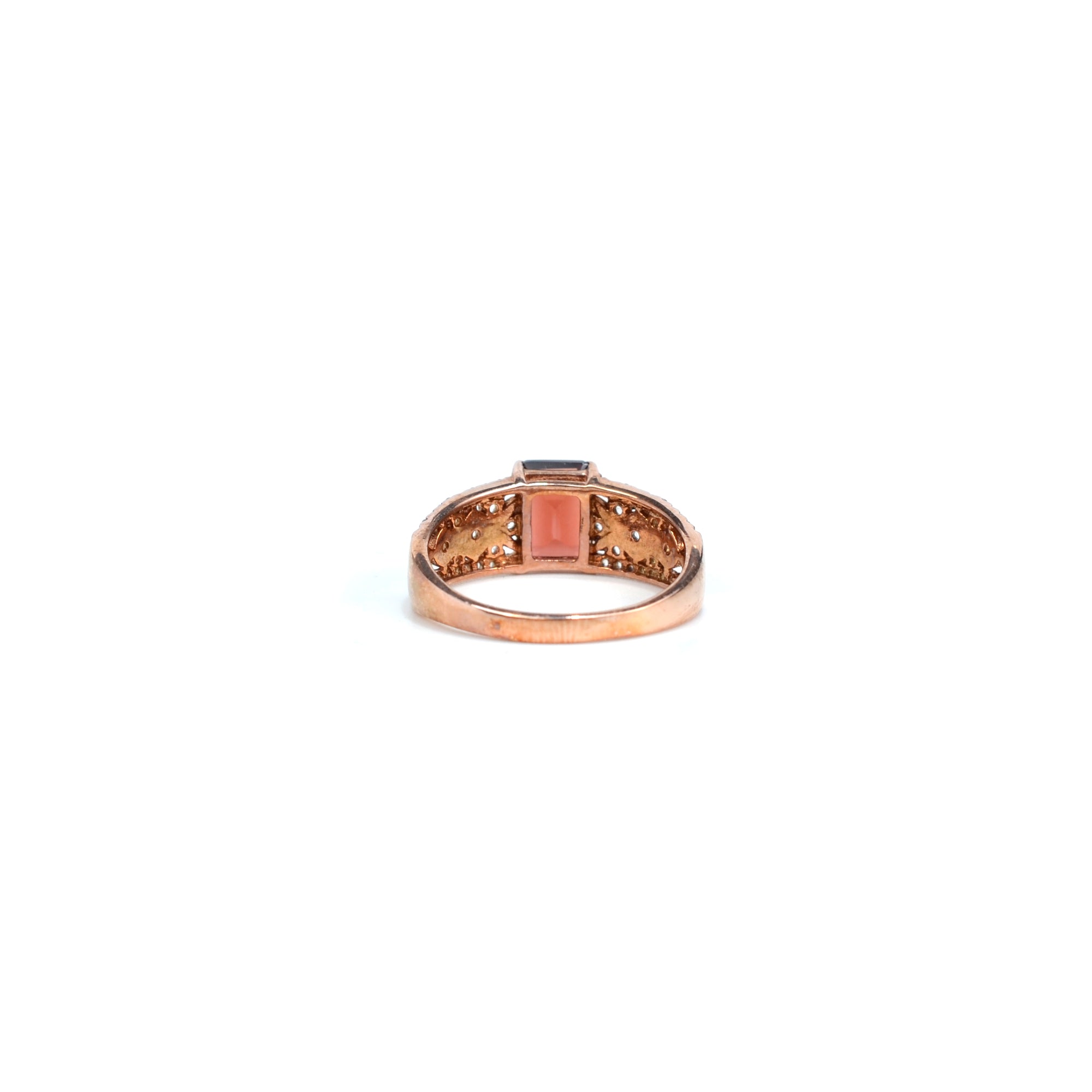Emerald Cut Garnet and White Topaz Silver Ring