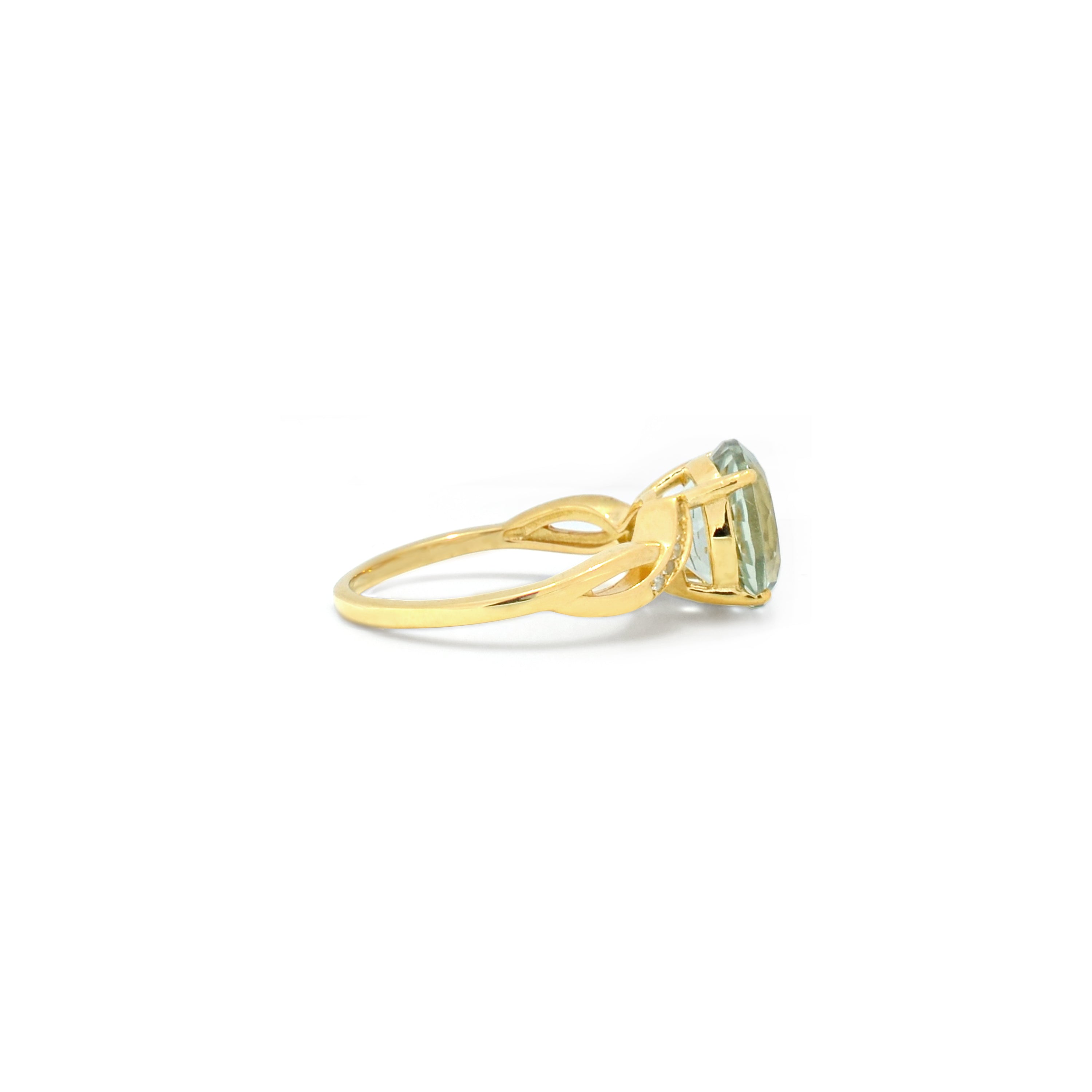 Natural Round Green Amethyst Silver Ring