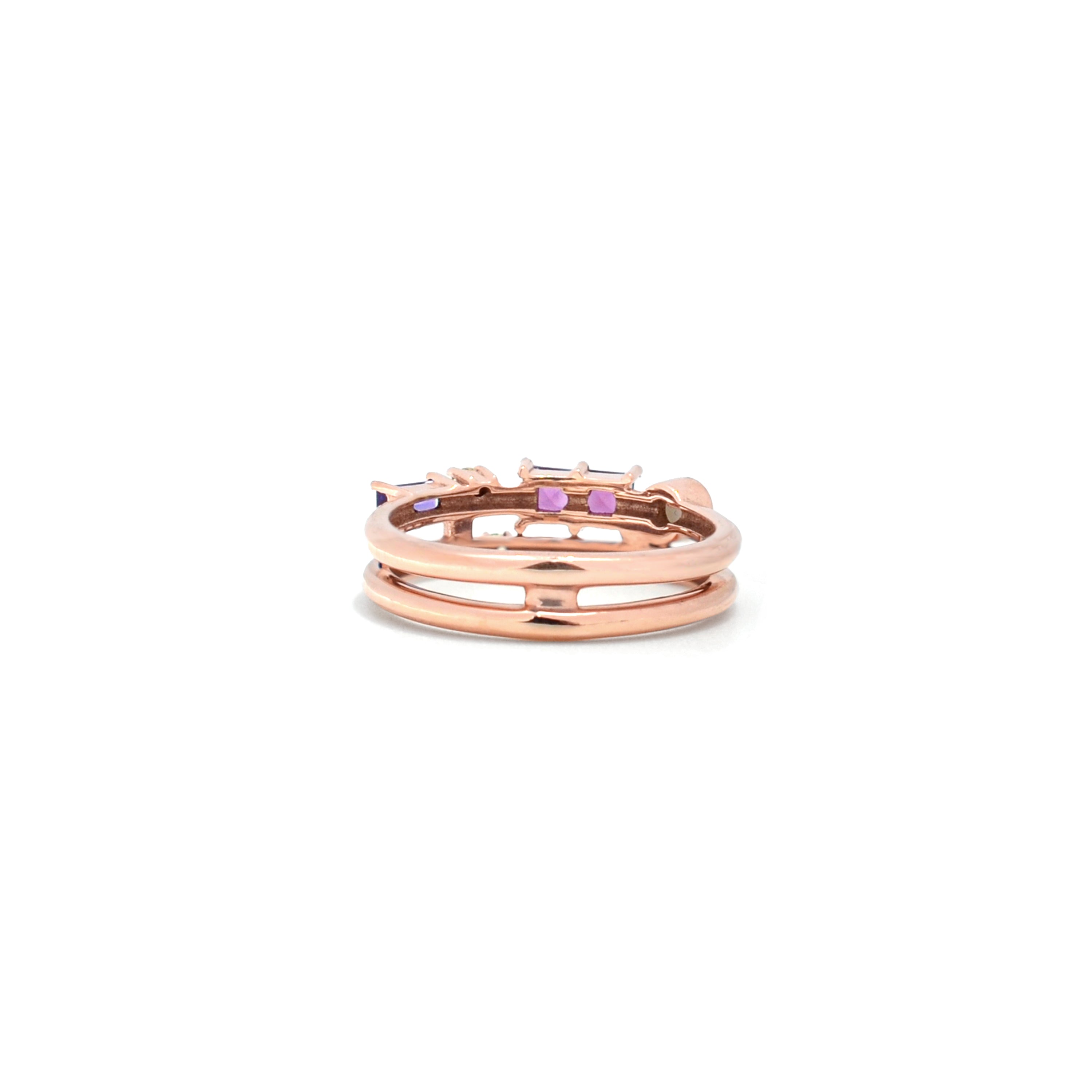 Natural Rhodolite and Multi Stone Silver Ring
