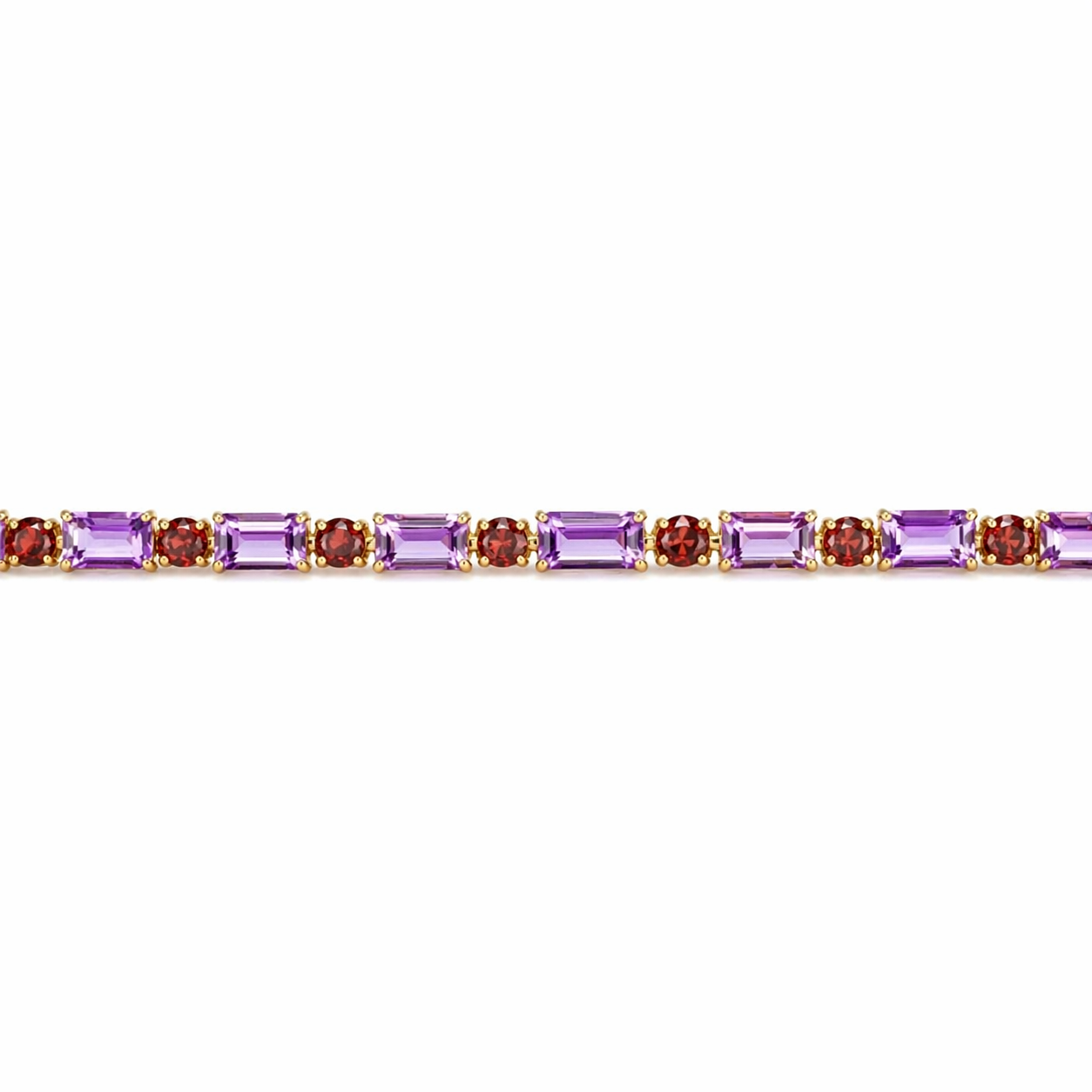 12.3 Ct Octagon Purple Amethyst Prong Gold Over Silver Tennis Bracelet