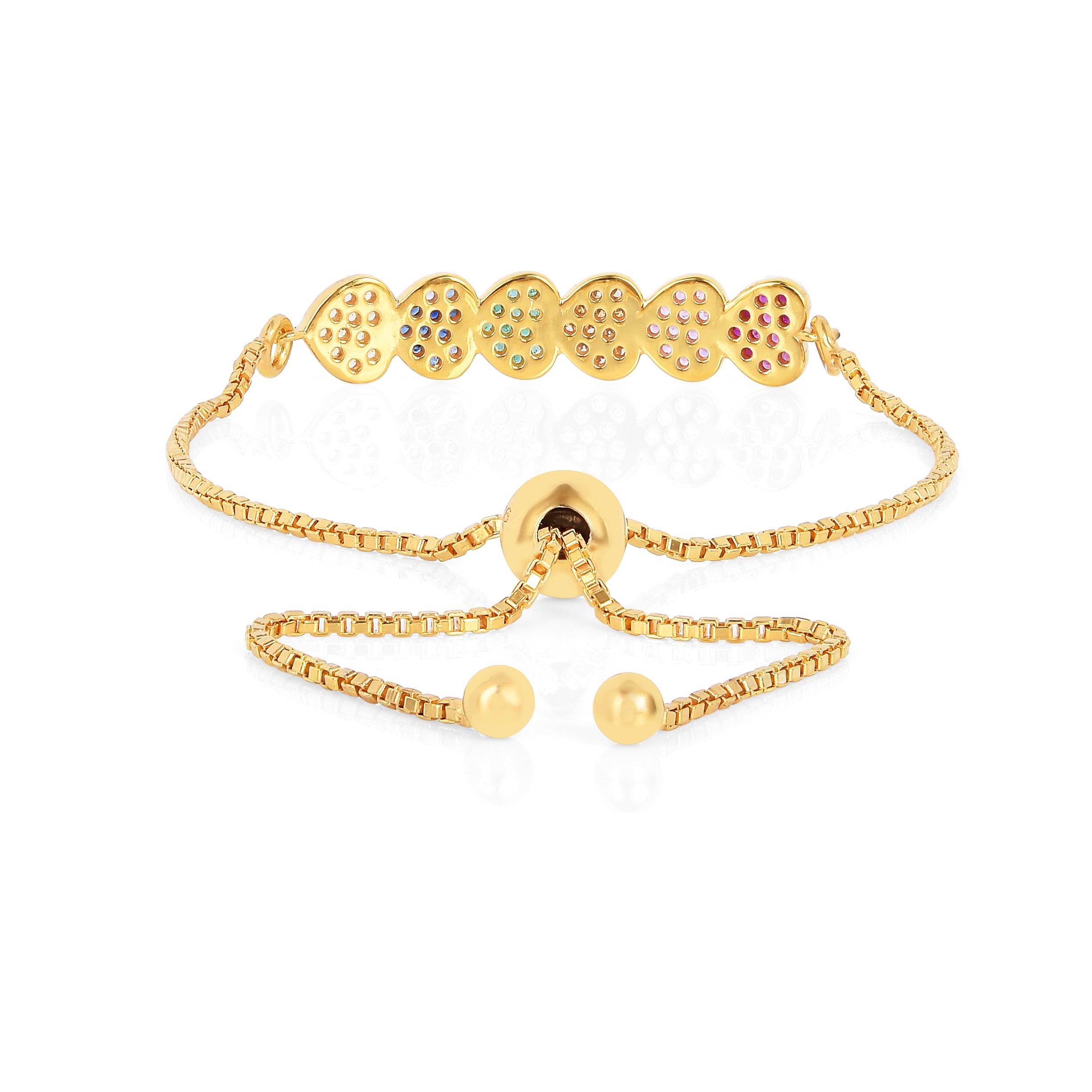 22k Gold Vermeil Diamond and Multi-Gemstone Heart Bolo Bracelet