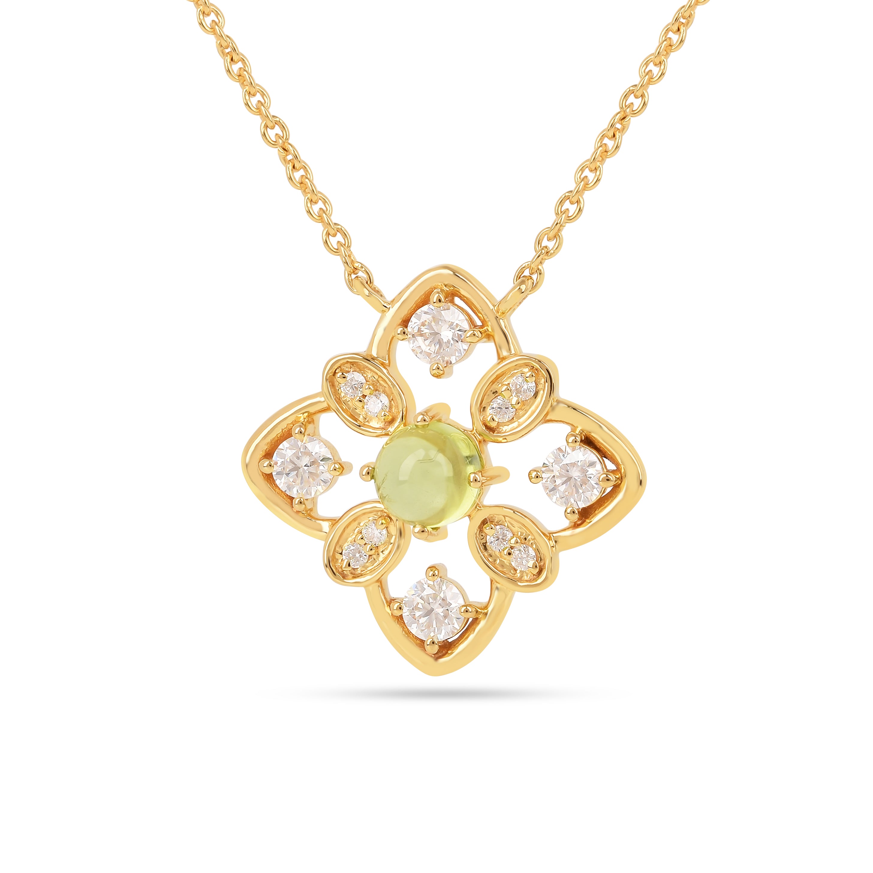 Sterling Silver Peridot Quatrefoil Pendant Necklace