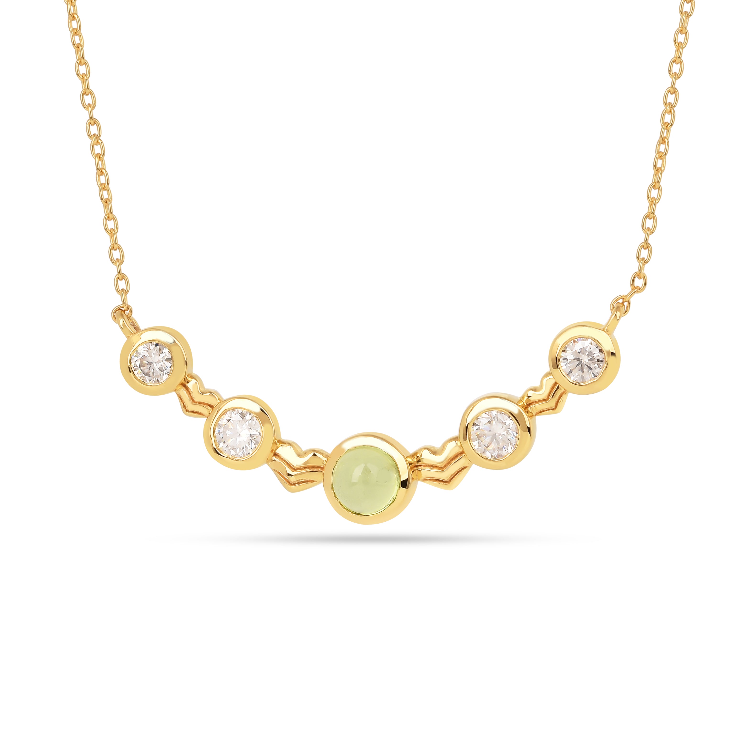 Five-Stone Peridot Silver Bar Necklace