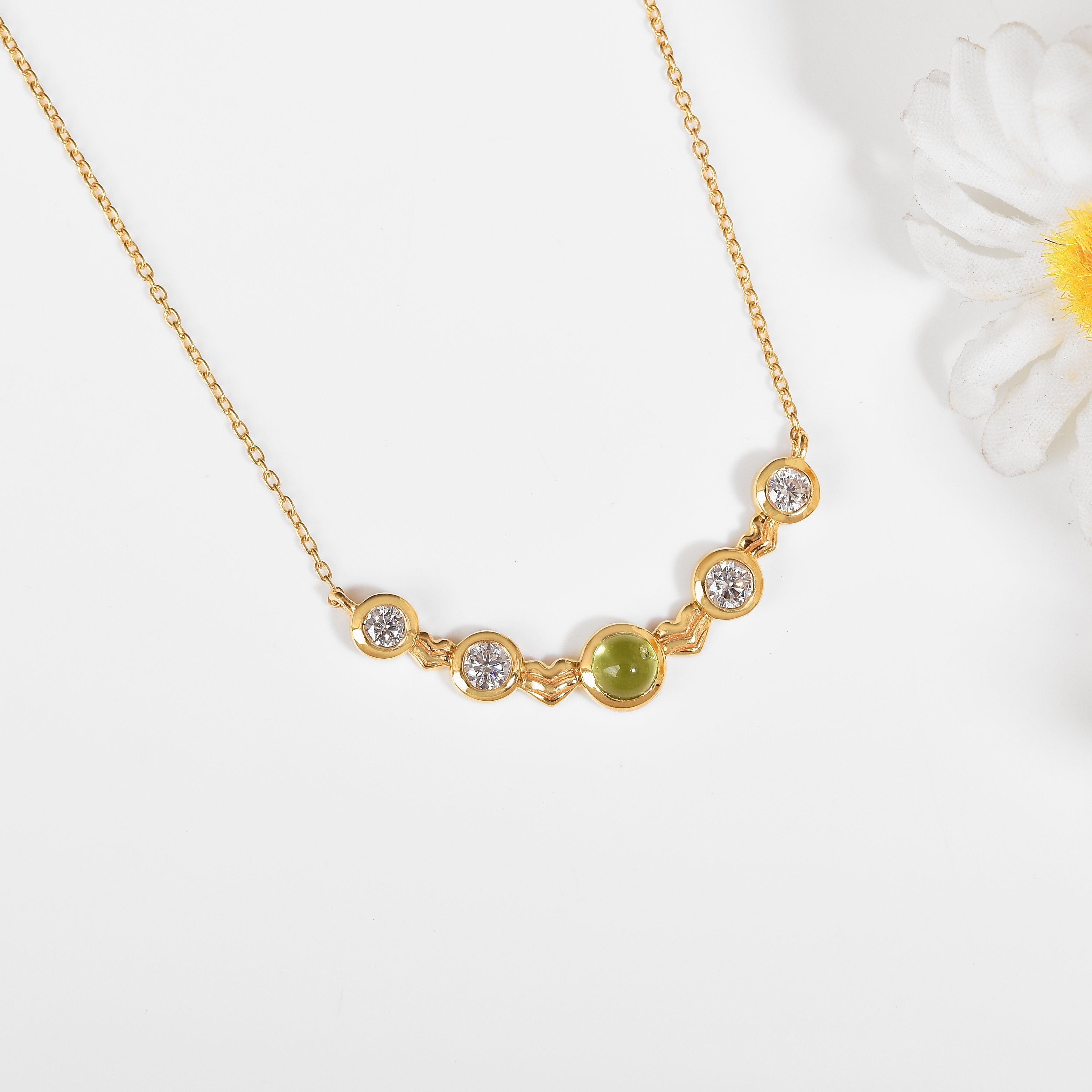 Five-Stone Peridot Silver Bar Necklace