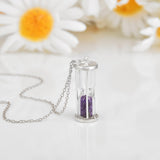 Natural Amethyst Hourglass Pendant Necklace