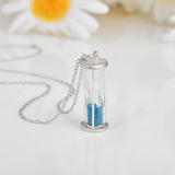 Natural Blue Topaz Hourglass Pendant Necklace