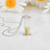 Natural Peridot Hourglass Pendant Necklace