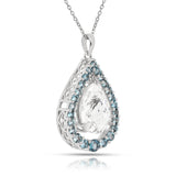 Natural White Topaz Teardrop Blue Topaz Necklace