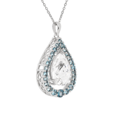 Natural White Topaz Teardrop Blue Topaz Necklace