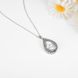 Natural White Topaz Teardrop Blue Topaz Necklace