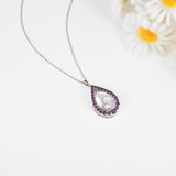 Natural White Topaz Pear Amethyst Necklace