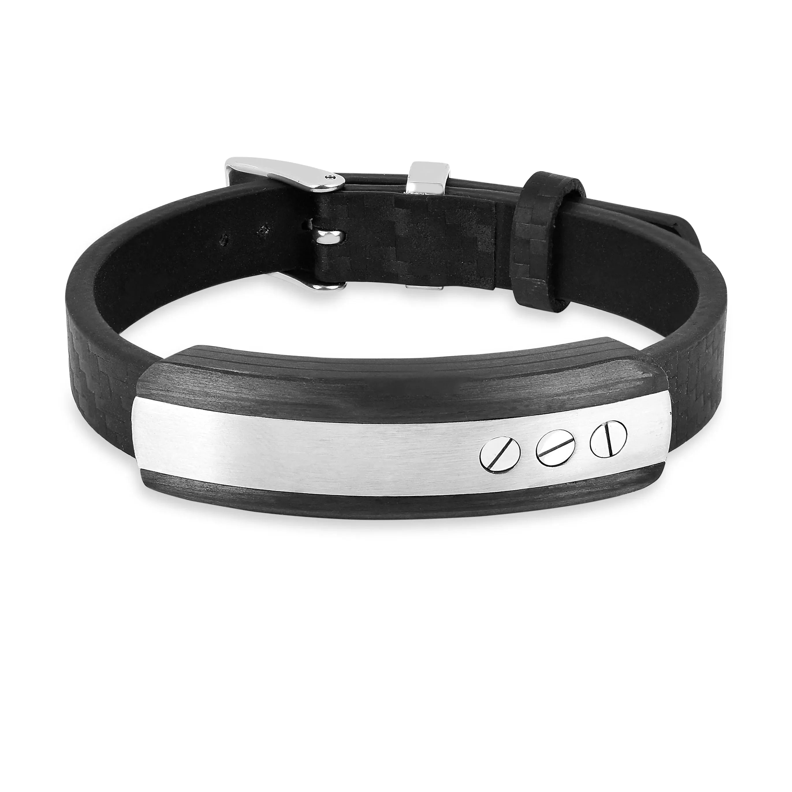 Pulsera de cuero con barra para hombre
