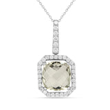 Natural Briolette Cut Green Amethyst Pendant Necklace