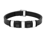 Mens Black Leather Bracelet