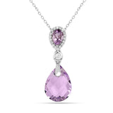 Natural Pink Amethyst Teardrop Necklace