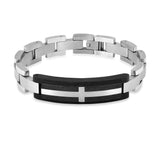 Pulsera de cuero con cruz para hombre