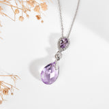 Natural Pink Amethyst Teardrop Necklace