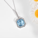 Natural Briolette Cut Sky Blue Topaz Pendant Necklace