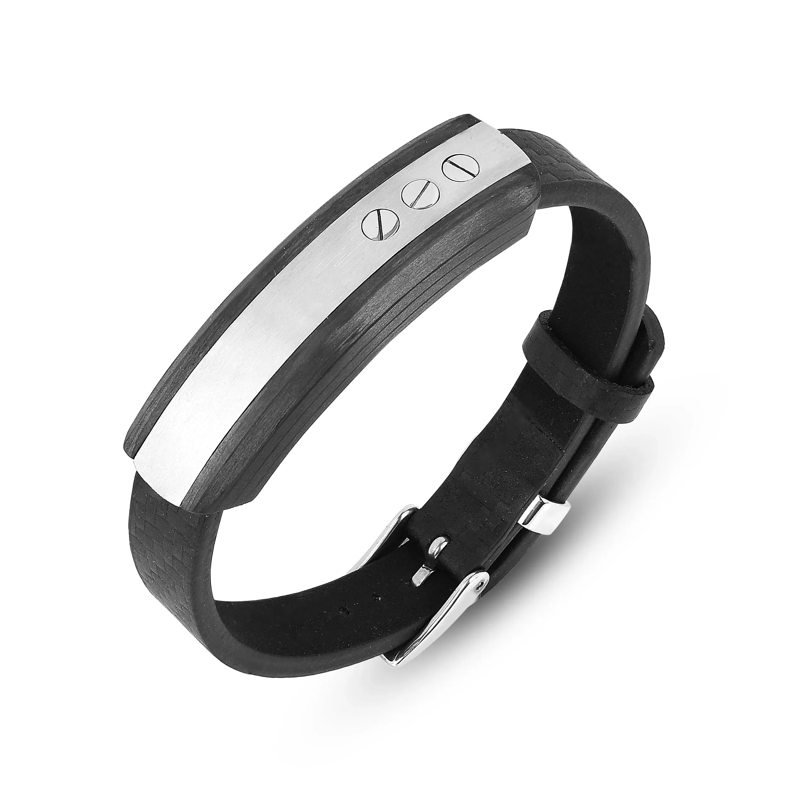 Pulsera de cuero con barra para hombre